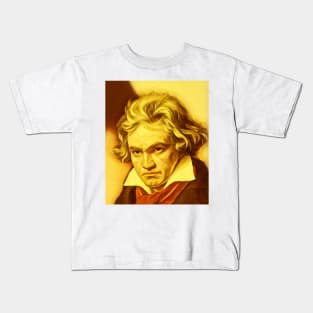 Ludwig van Beethoven Golden Colourful Portrait | Ludwig van Beethoven Artwork 8 Kids T-Shirt